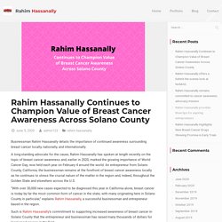 Rahim Hassanally Continues to Value of Breast Cancer Awareness