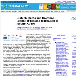 Biotech giants sue Hawaiian island for passing legislation to restrict GMOs