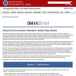 Hazard Communication Standard: Safety Data Sheets - OSHA 3514