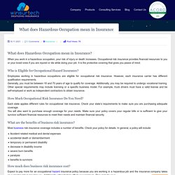 What does Hazardous Occupation mean in Insurance
