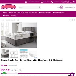 Grey Headboard Bed, Mattress & Drawers