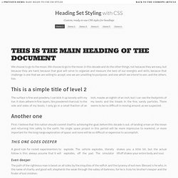 Heading Set Styling with CSS