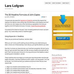 The 35 Headline Formulas of John Caples