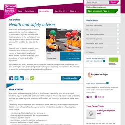 Health and safety adviser job information