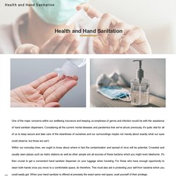 Health and Hand Sanitation