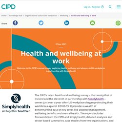 Health and wellbeing at work