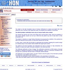Health On the Net (HON): Health On the Net Code of Conduct (HONcode)