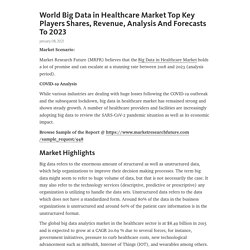 May 2021 Report on Global World Big Data in Healthcare Market Overview, Size, Share and Trends 2023