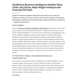 Healthcare Business Intelligence Market Value Chain, Key Factor, Major Region Analysis and Forecasts Till 2023 – Telegraph