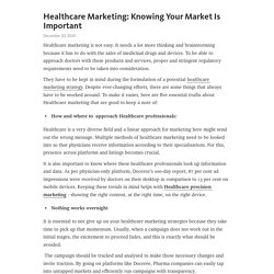 Healthcare Marketing: Knowing Your Market Is Important – Telegraph