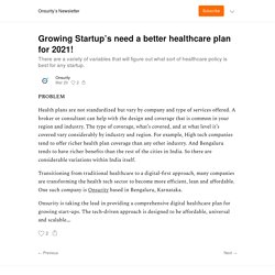 Growing Startup’s need a better healthcare plan for 2021! - Onsurity’s Newsletter