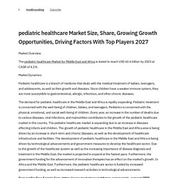 pediatric healthcare Market Size, Share, Growing Growth Opportunities, Driving Factors With Top Players 2027