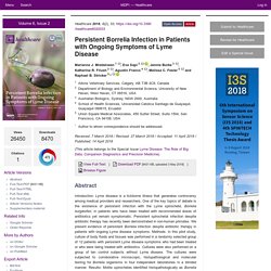 HEALTHCARE 14/04/18 Persistent Borrelia Infection in Patients with Ongoing Symptoms of Lyme Disease