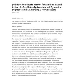 pediatric healthcare Market for Middle East and Africa : In-Depth Analysis on Market Dynamics, Segmentation & Emerging Growth Factors – Telegraph