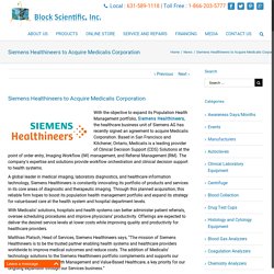 Siemens Healthineers to Acquire Medicalis Corporation