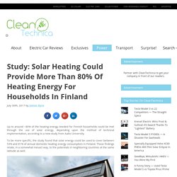Study: Solar Heating Could Provide More Than 80% Of Heating Energy For Households In Finland