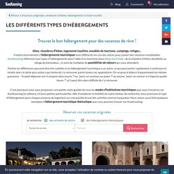 Les types d'hébergements touristiques