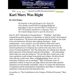 Karl Marx Was Right  : Chris Hedges:   Information Clearing House - ICH