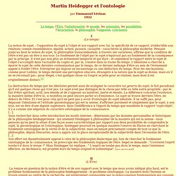 Martin Heidegger et l'ontologie par Emmanuel Lévinas