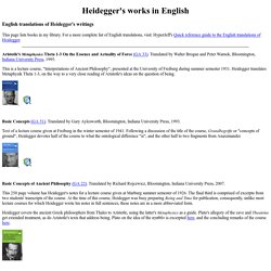 Heidegger's works in English