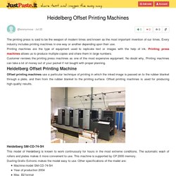 Heidelberg Offset Printing Machines