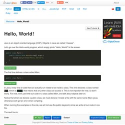 Hello, World! - Learn Java - Free Interactive Java Tutorial