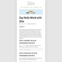 Say Hello World with Slim - Slim Framework for PHP 5