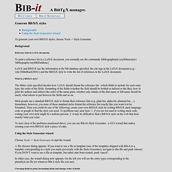 Bib-it: Help - Generate BibTeX styles