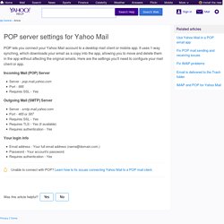POP server settings for Yahoo Mail