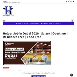 Helper Job in Dubai 2020