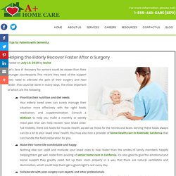 Helping the Elderly Recover Faster After a Surgery