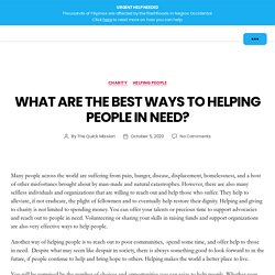 What Are the Best Ways to Helping People in Need?