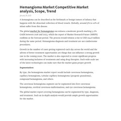 Hemangioma Market Competitive Market analysis, Scope, Trend – Telegraph
