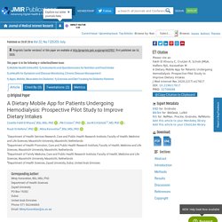 - A Dietary Mobile App for Patients Undergoing Hemodialysis: Prospective Pilot Study to Improve Dietary Intakes