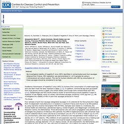 CDC EID – DEC 2012 – Au sommaire:Hepatitis E Virus in Pork Liver Sausage, France