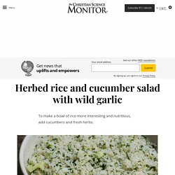 Herbed rice and cucumber salad with wild garlic
