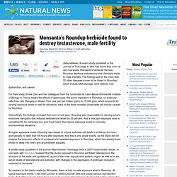 Monsanto's Roundup herbicide found to destroy testosterone, male fertility