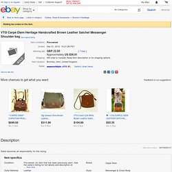 Vtg Carpe Diem Heritage Handcrafted Brown Leather Satchel Messenger Shoulder Bag