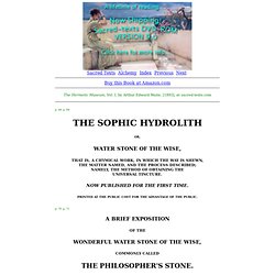 The Hermetic Museum, Vol. I: The Sophic Hydrolith