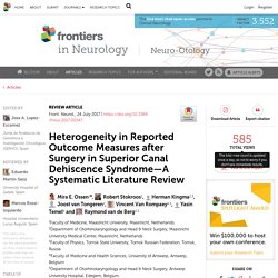 Heterogeneity in Reported Outcome Measures after Surgery in Superior Canal Dehiscence Syndrome—A Systematic Literature Review