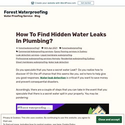 How To Find Hidden Water Leaks In Plumbing?