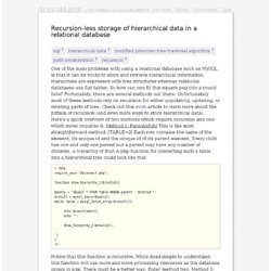 Alan deLevie - Recursion-less storage of hierarchical data in a relational database