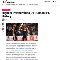 Highest Partnerships By Runs In Indian Premier League History