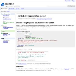 minted - Highlighted source code for LaTeX