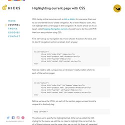 Highlighting current page with CSS