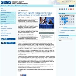 Press Release: OSCE report highlights inadequate and unequal social assistance for vulnerable groups in BiH
