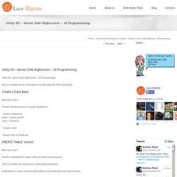Blog Unity 3D - Server Side Highscores - JS Programming