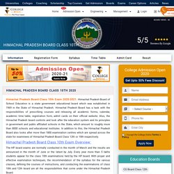 Himachal Pradesh Board Class 10th Exam 2020-2021 - Application, Datesheet, Admit Card & Result