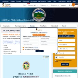 Himachal Pradesh Board Class 10th Syllabus 2020-2021 - Download HPBOSE 10th Syllabus Pdf