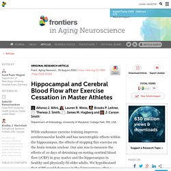 Hippocampal and Cerebral Blood Flow after Exercise Cessation in Master Athletes